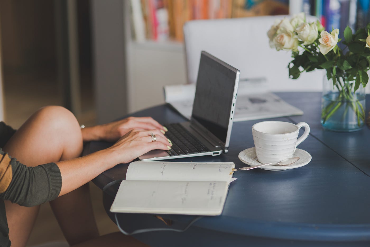 A lady enjoying remote work lifestyle