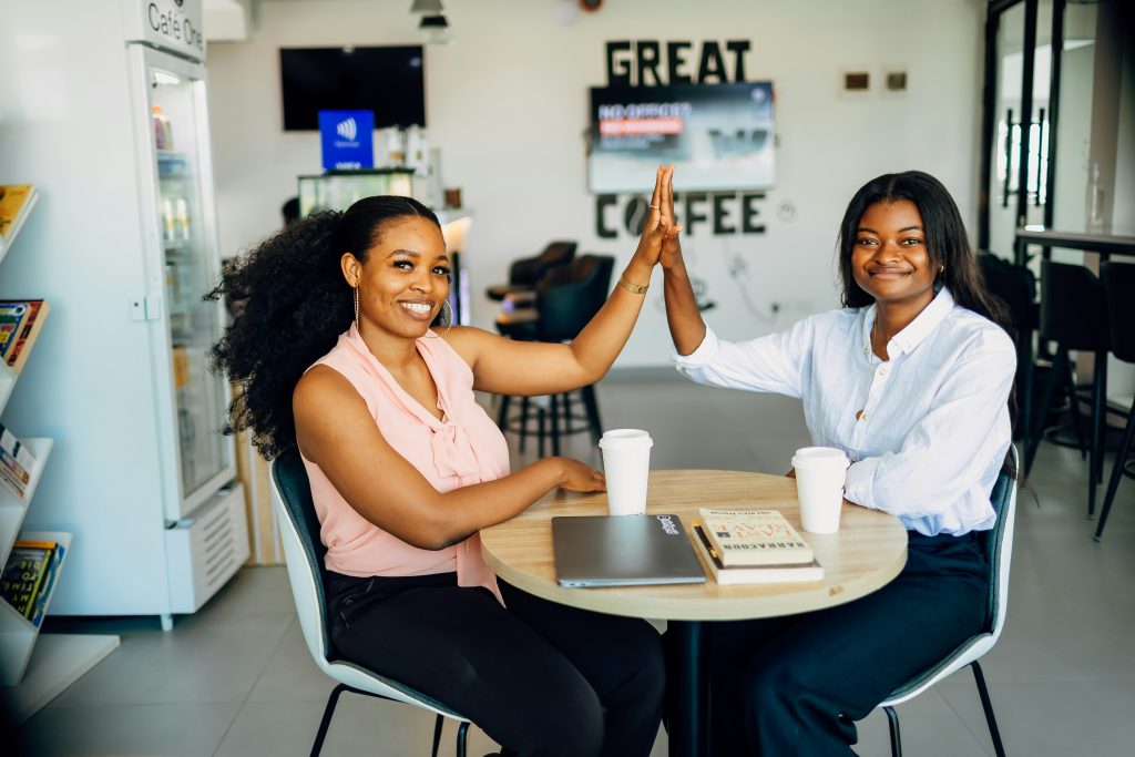 A business owner celebrating small wins at workplace