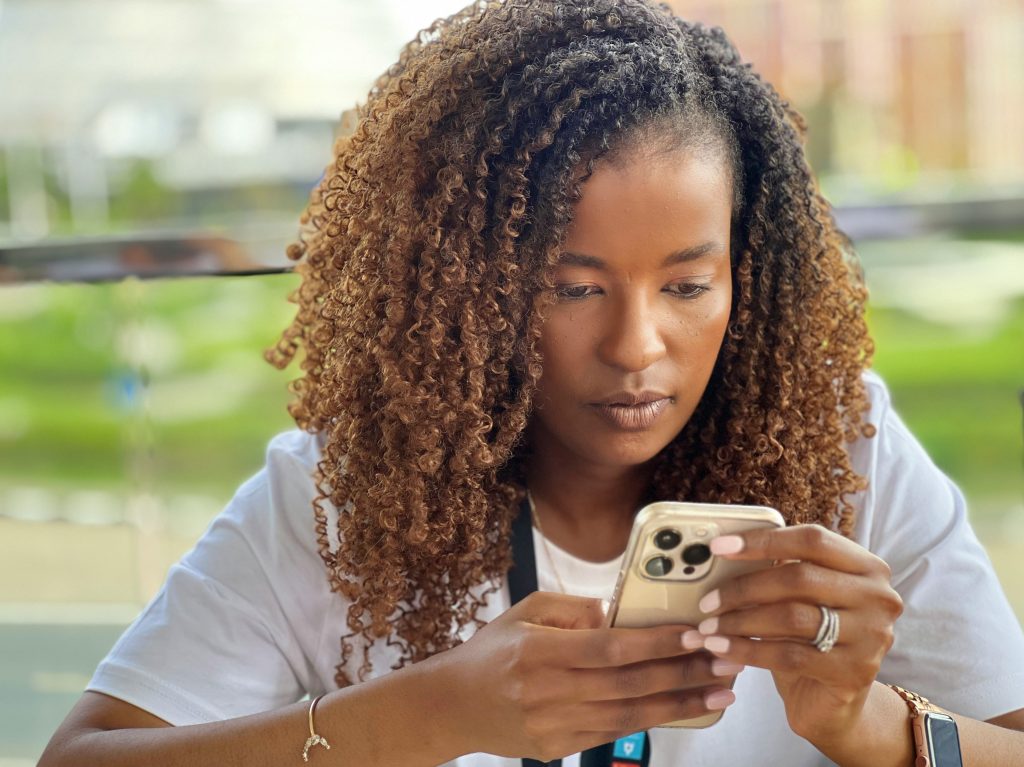 A lady who is active online for her business to improve brand perception