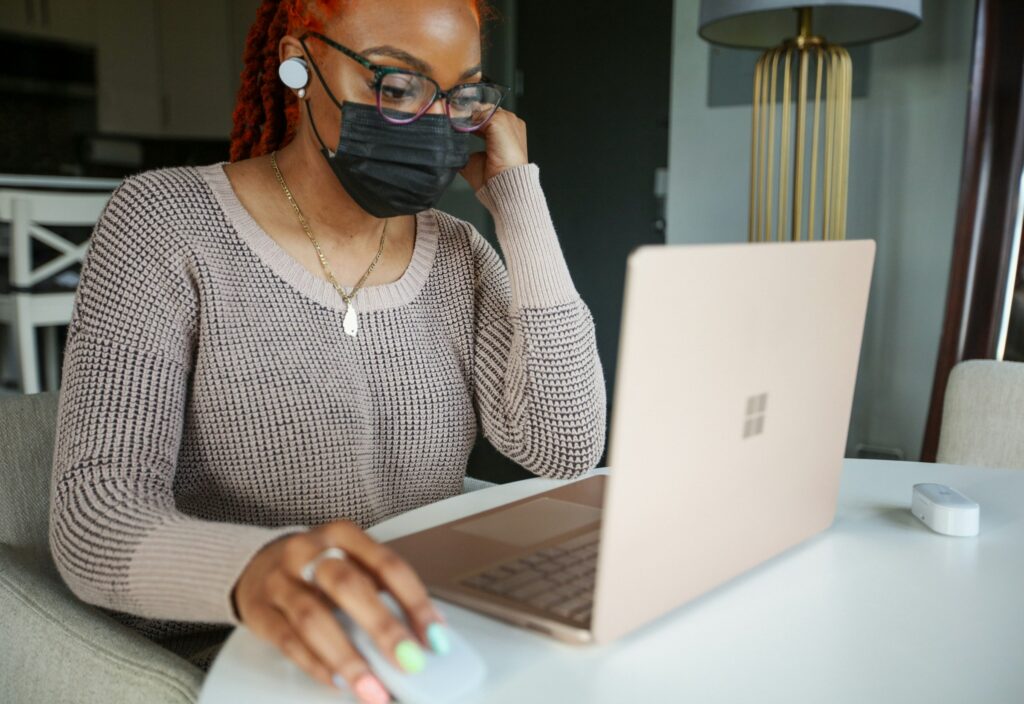 use of a laptop in a remote space